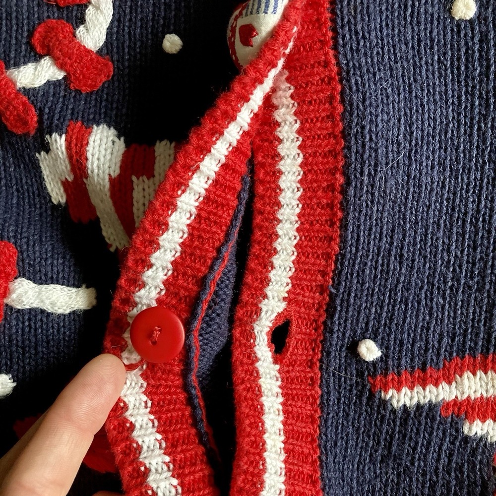 Vtg 1996 Eagles Eye Hand Knit Sweater Vest 3D Americana Marching Band USA Med - Picture 4 of 16